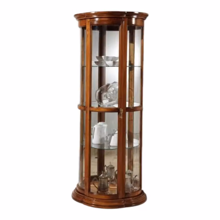 Vetrina classica con vetro curvo e ante in vetro in legno color noce Mobili 2G L: 78 cm, P: 44 cm, H: 195 cm