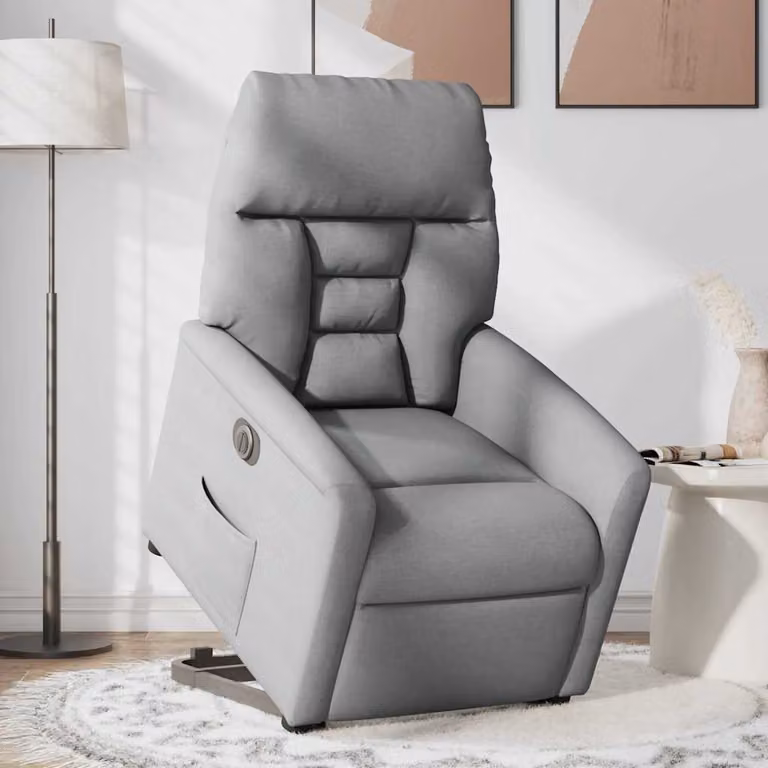 vidaXL Poltrona Reclinante Alzapersona Elettrica Grigio Chiaro Tessuto