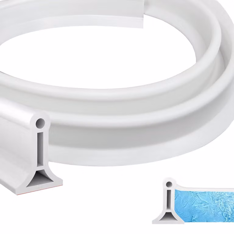 Guarnizione perimetrale impermeabile, 200 cm - Autoadesiva - Guarnizione in silicone - Barriera antacqua - Soglia per doccia - Altezza 4 cm - Profilo sigillante per doccia