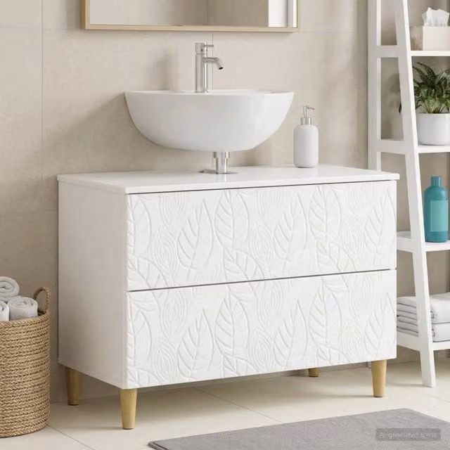 Armadio per lavabo da bagno vidaXL moderno bianco lucido L 82 cm, P 41 cm, H 59 cm