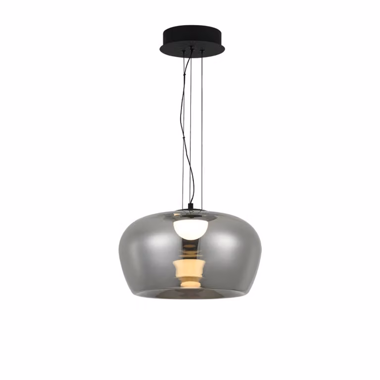 Viokef Lampada a sospensione Nadia, Alluminio / Grigio / Zincato, Soggiorno / Sala da pranzo, Vetro, Lampada a sospensione