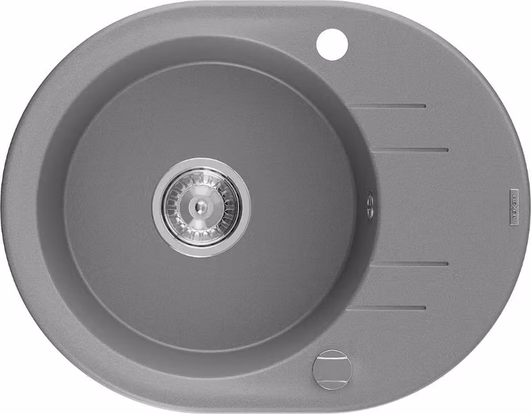 Mexen Kevin lavello in granito 1 vasca con sgocciolatoio 586 x 458 mm, grigio, sifone cromato - 6517581005-71