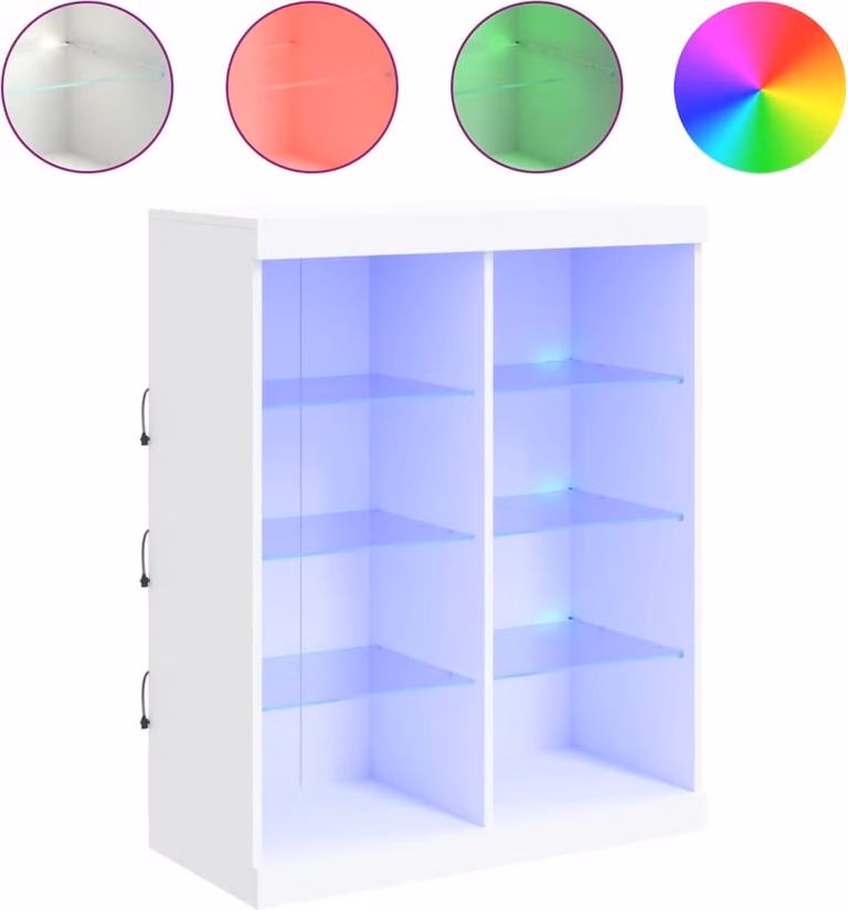 Credenza con Luci LED Bianca 81x37x100 cm