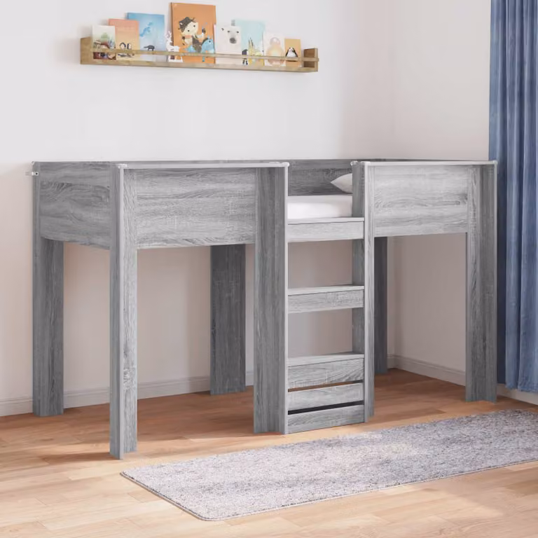 Letto a castello per bambini vidaXL in legno grigio L/P/H: 90 x 190 x 193 cm