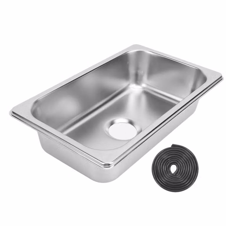 Lavello in acciaio inox RV 304, cucina, lavabo rettangolare, lavello con attacco per acque reflue da 40 mm per barca, roulotte, yacht, imbarcazione