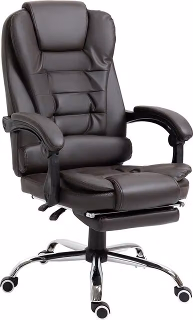 Poltrona da Ufficio Executive HOMCOM in similpelle marrone stile Chesterfield con poggiatesta e braccioli, L: 64.5 cm, P: 69 cm, H: 109-117 cm