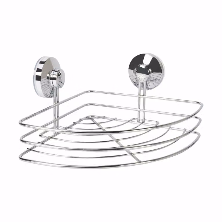 Mensola angolare per bagno in metallo cromato con ventose VESTIAMO CASA Linea Barlow L: 27 cm, P: 20,5 cm