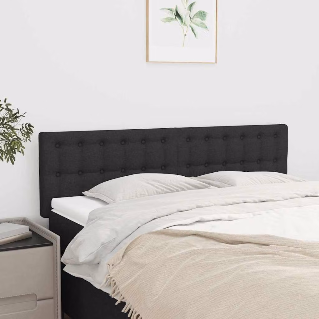 Testiera per letto vidaXL in tessuto nero con struttura in legno L: 144 cm, P: 5 cm, H: 78-88 cm