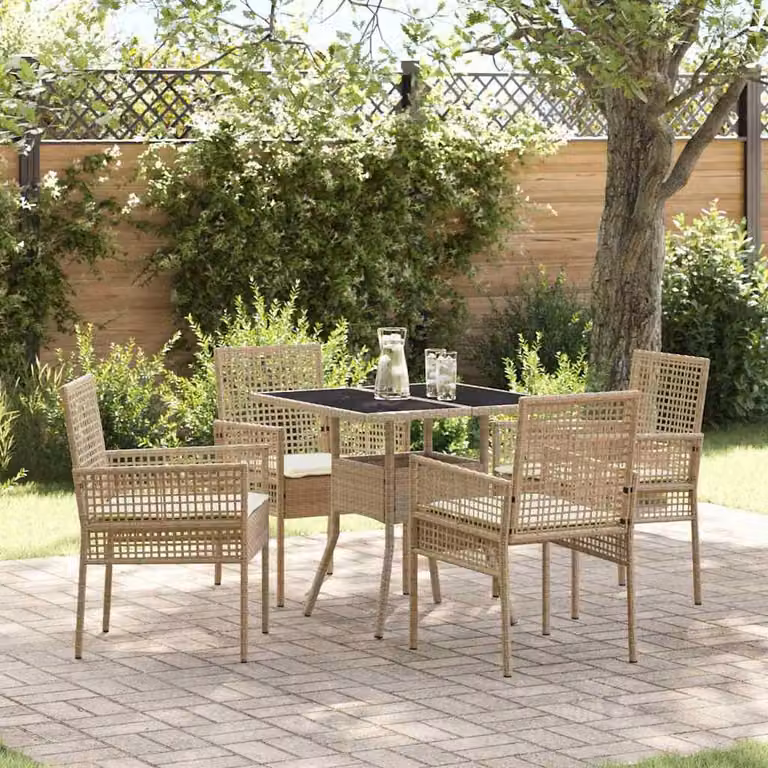 Maison Exclusive - Set da Pranzo per Giardino 5 pcs Beige polyrattan