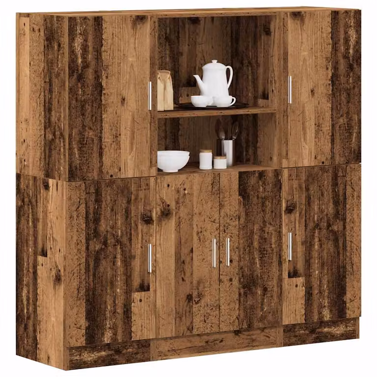 Set di mobili da cucina vidaXL in 3 pezzi color marrone stile rustico in legno e MDF L/P/H: 131,5 x 41,5 x 133,0 cm