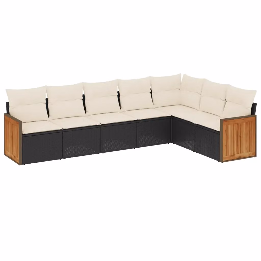 vidaXL Set di Divani da Giardino a L con Cuscini 7pz in Polyrattan Nero – 2