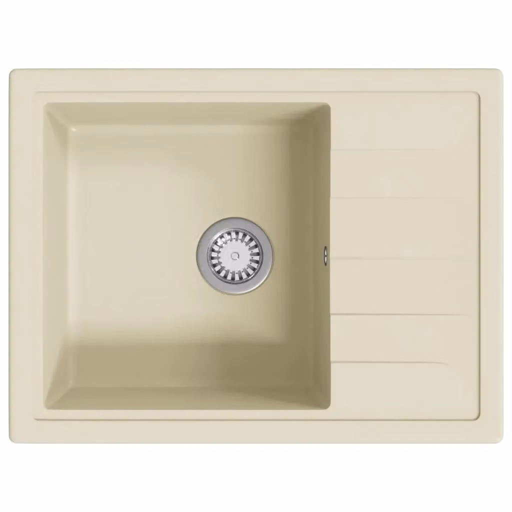 Lavello da cucina con foro troppopieno ovale beige in granito vidaXL L/P/H: 58 x 44 x 16,4 cm – 2
