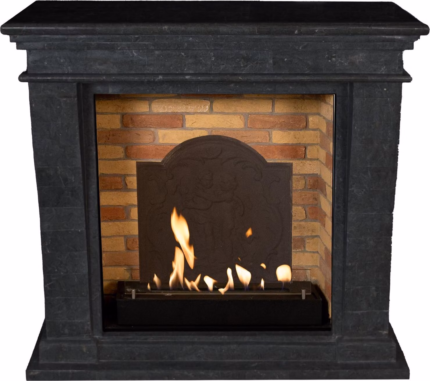 Caminetto a etanolo Xaralyn - Kreta-Mini BME-SBU - pietra naturale nera - riscaldamento a 3 kW - caminetto da incasso incluso - caminetto decorativo