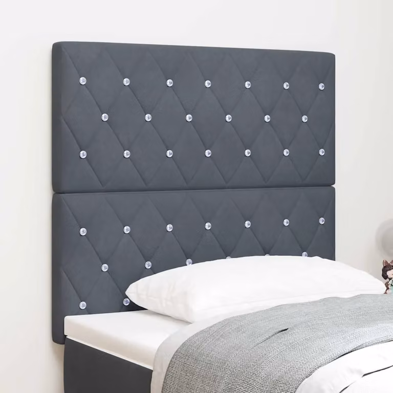 Testiera per letto con illuminazione LED vidaXL in velluto grigio scuro, Larghezza: 100 cm
