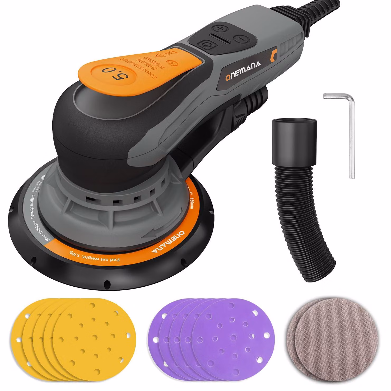 Levigatrice orbitale da 150 mm - Potenza 350 W - Alimentazione di rete 230 V