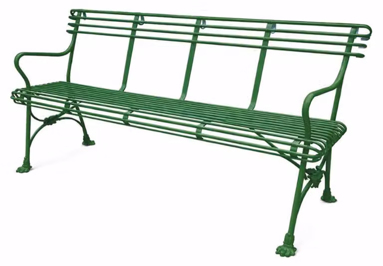 Casa Padrino - Panchina da giardino in ferro battuto in stile Art Nouveau, verde, 140 cm - Mobili da giardino