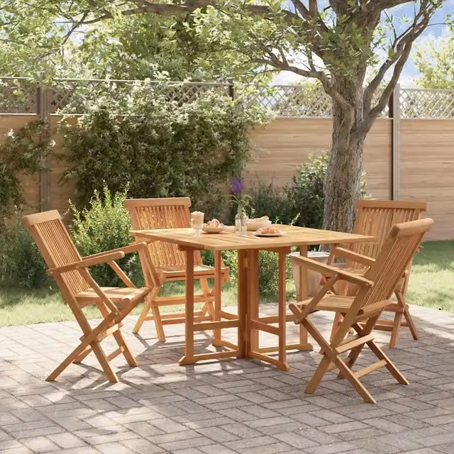 Set da Pranzo Pieghevole per Esterni 5pz Legno Massello di Teak 3096576