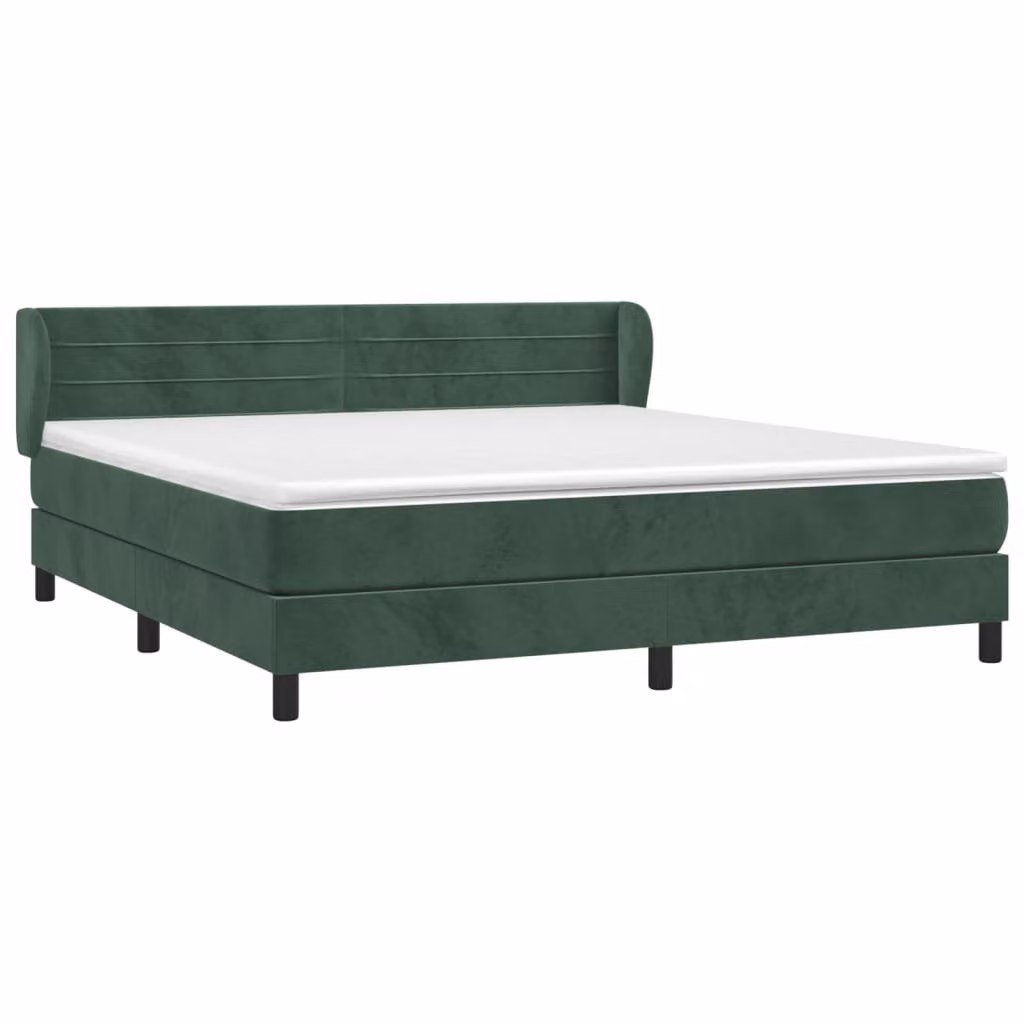 Giroletto a Molle con Materasso Verde Scuro 160x200 cm Velluto