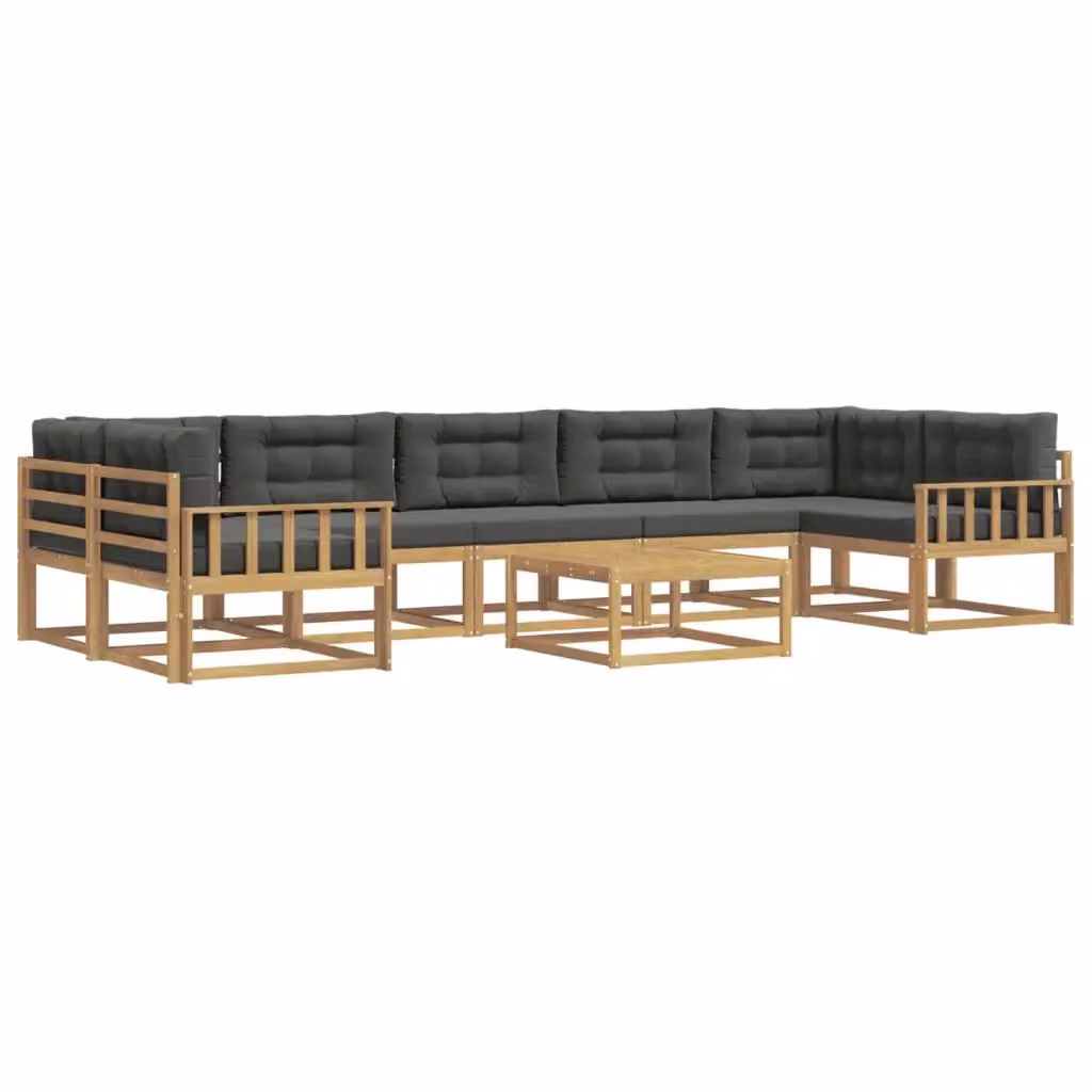 Set di divani da esterno a L con tavolino vidaXL in legno di acacia, colore bianco e antracite – 2