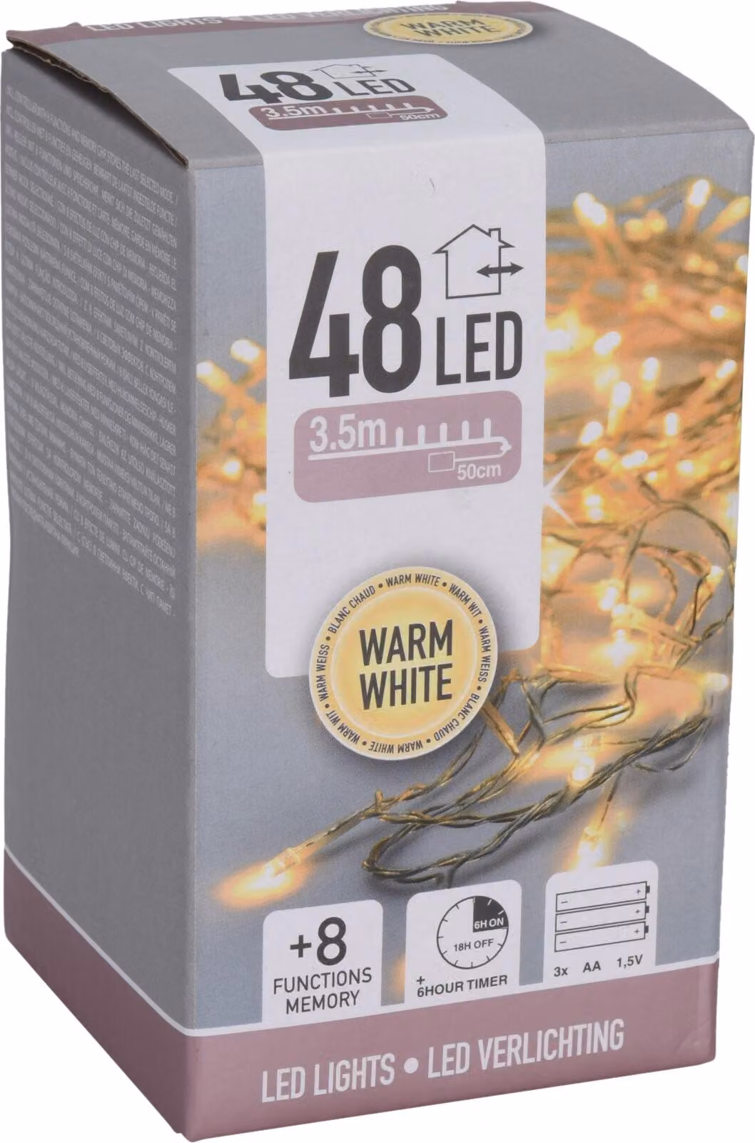 Illuminazione a LED 48 LED - bianco caldo - 3,5 metri