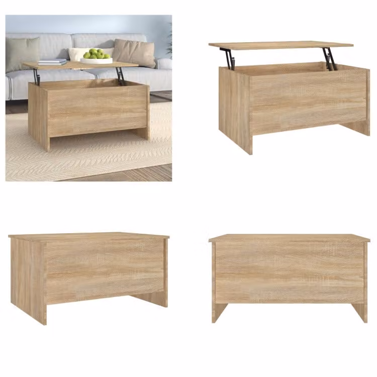 vidaXL Tavolino da caffè Sonoma oak 80x55,5x41,5 cm in legno - Tavolino da caffè - Tavolini da caffè - Tavolino da caffè regolabile in altezza - Tavolino laterale