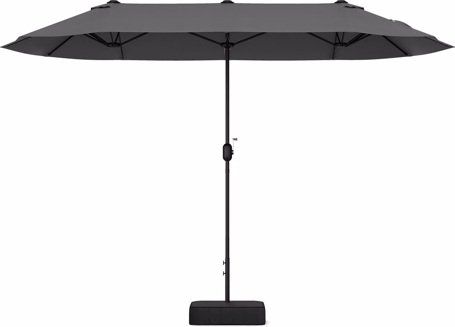 COSTWAY ombrellone doppio 400x200cm con supporto e manovella, ombrellone da giardino UPF 50+, ombrellone da mercato XXL