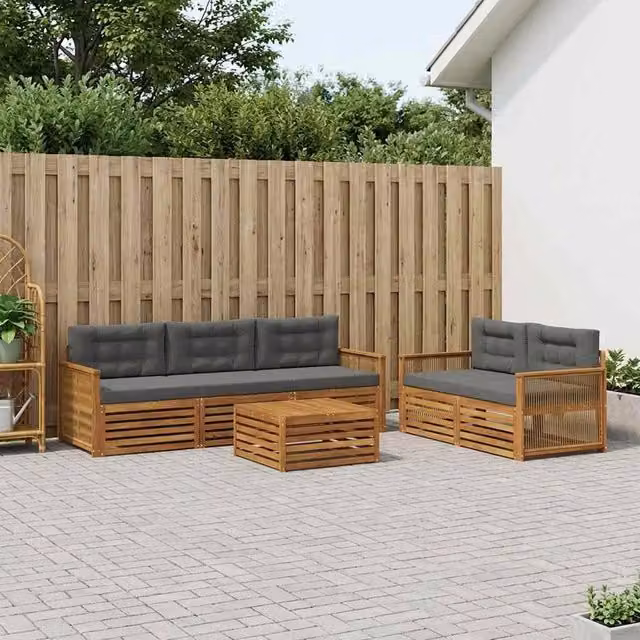 Set di divani da esterno 6 pz Naturale e Antracite 3383030