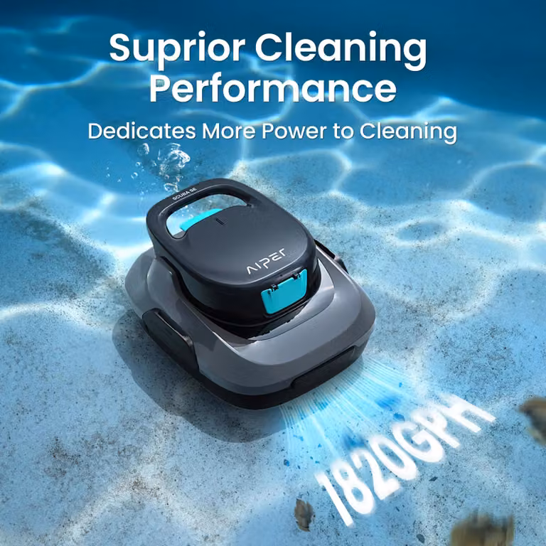 Robot aspirapolvere per piscine rigenerato - Scuba SE - Senza fili - Con sistema di autoparcheggio - Resistente all'acqua IPX8 - Batteria da 2600 mAh - Adatto per piscine fuori terra - Grigio