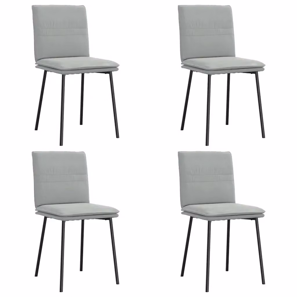 Set di 4 sedie da pranzo vidaXL in velluto grigio con struttura in metallo e legno per soggiorno e cucina – 2