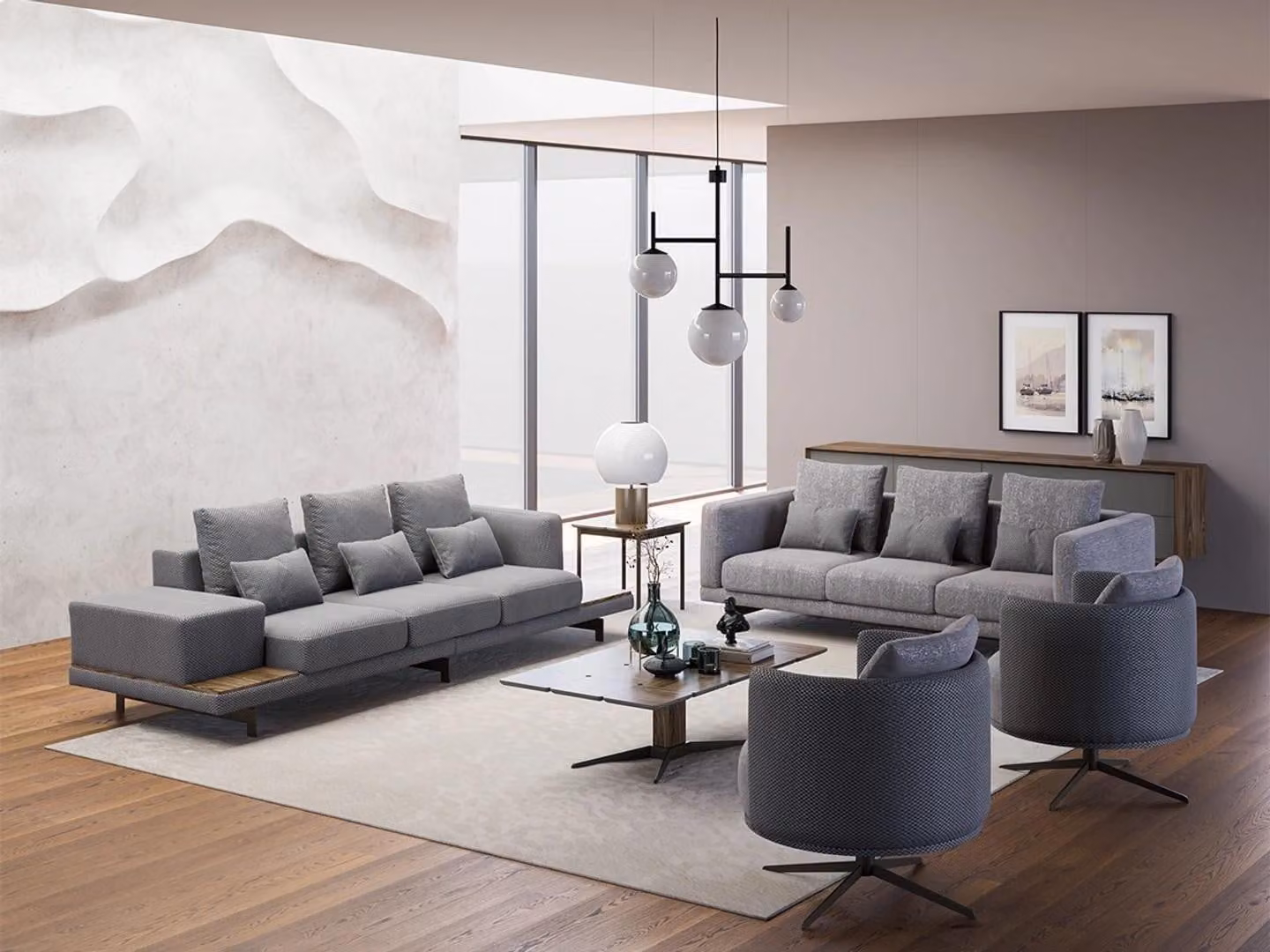 Design Sofagarnitur 2x Sofa Dreisitzer Set Sessel Couch Modern Luxus Polster
