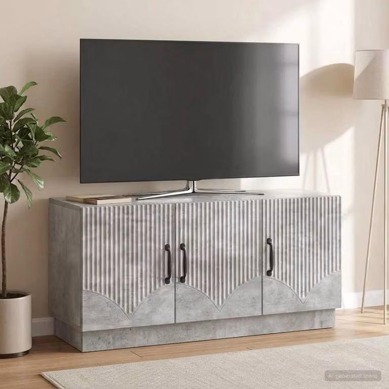 Mobile TV moderno vidaXL in legno ingegnerizzato grigio cemento L: 99 cm, P: 34,5 cm, H: 47 cm