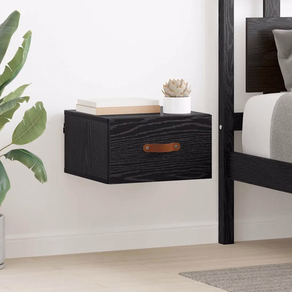 vidaXL Mobiletto da comodino sospeso moderno Nero L: 35 cm, P: 20 cm, H: 35 cm