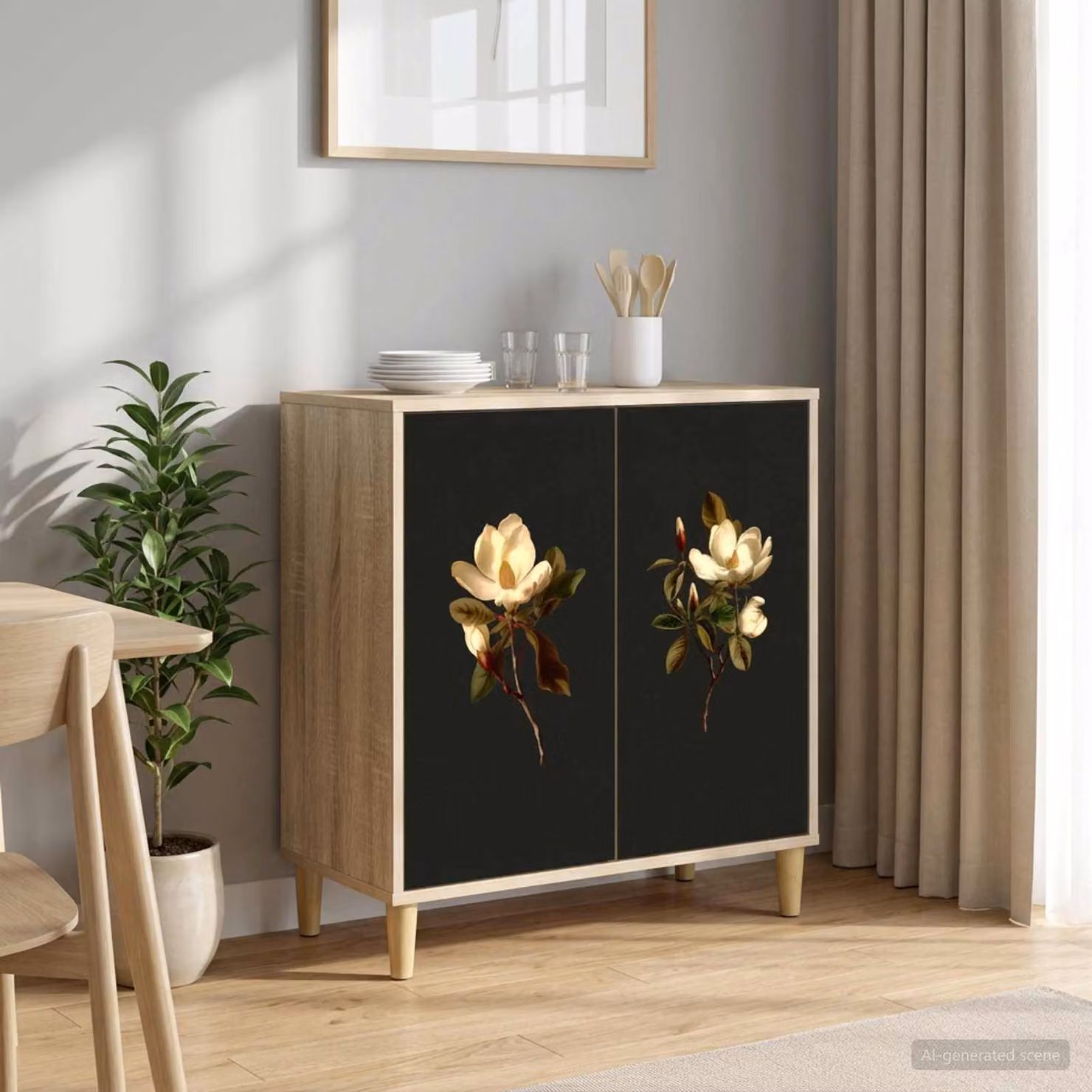 Credenza moderna vidaXL BREMEN in legno ingegnerizzato color Sonoma, L: 69 cm, P: 33 cm, H: 75 cm