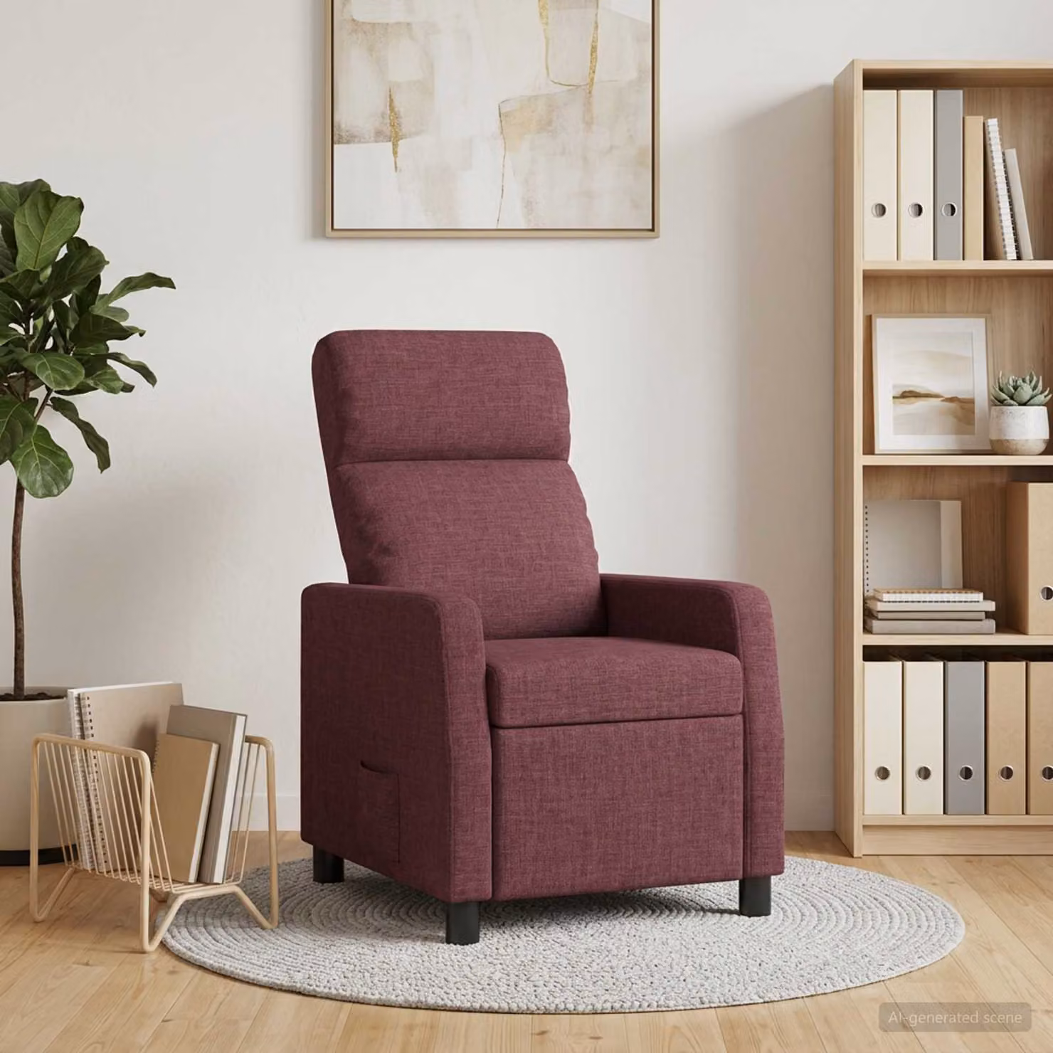 Poltrona reclinabile relax vidaXL in tessuto viola con braccioli e struttura moderna