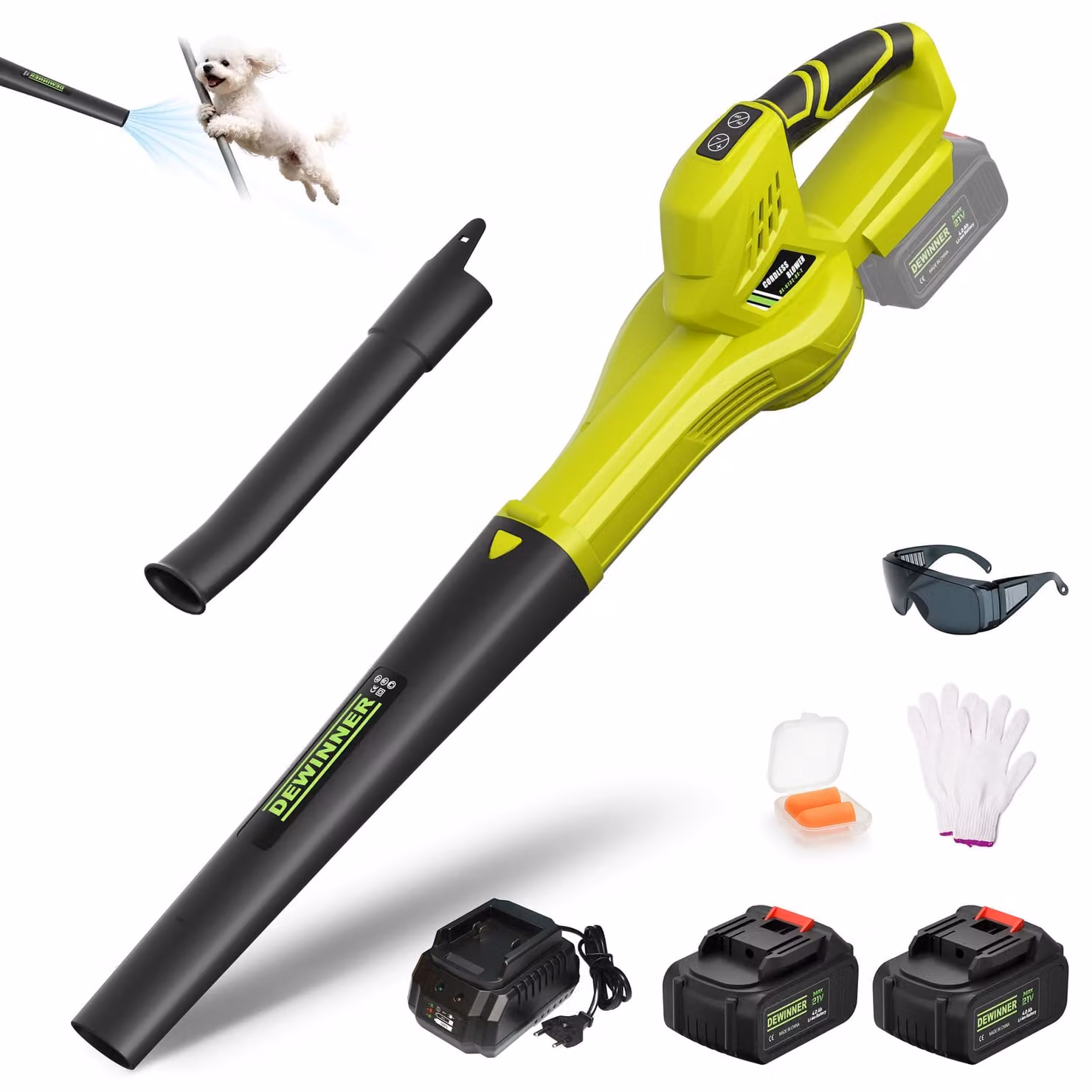 Soffiatore a batteria Bladblazer, 2 x 4,0 Ah - Velocità del vento: 210 km/h - 21 Volt - Verde