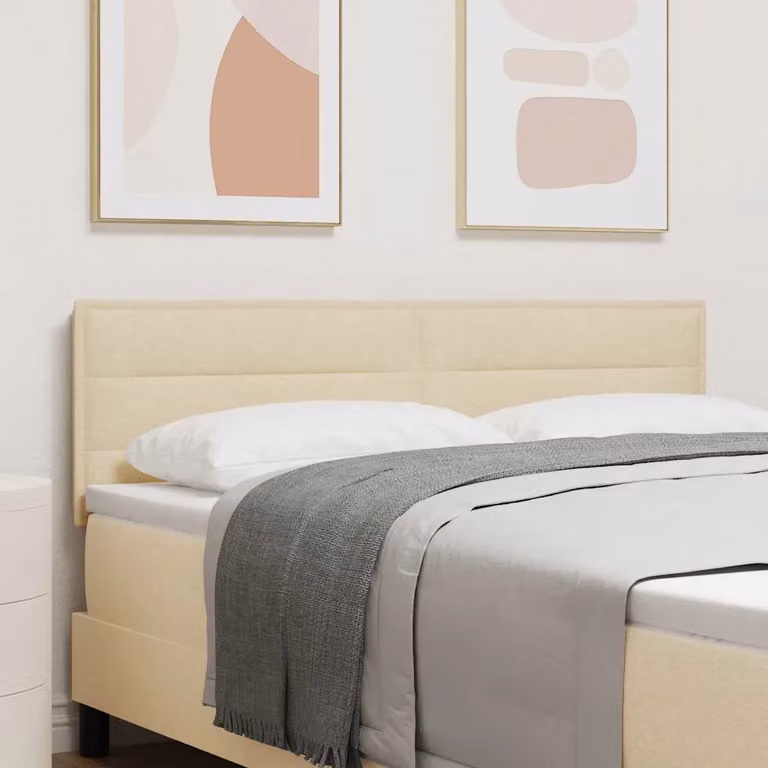 Testiera per letto vidaXL con illuminazione LED integrata in tessuto beige, Larghezza: 160 cm