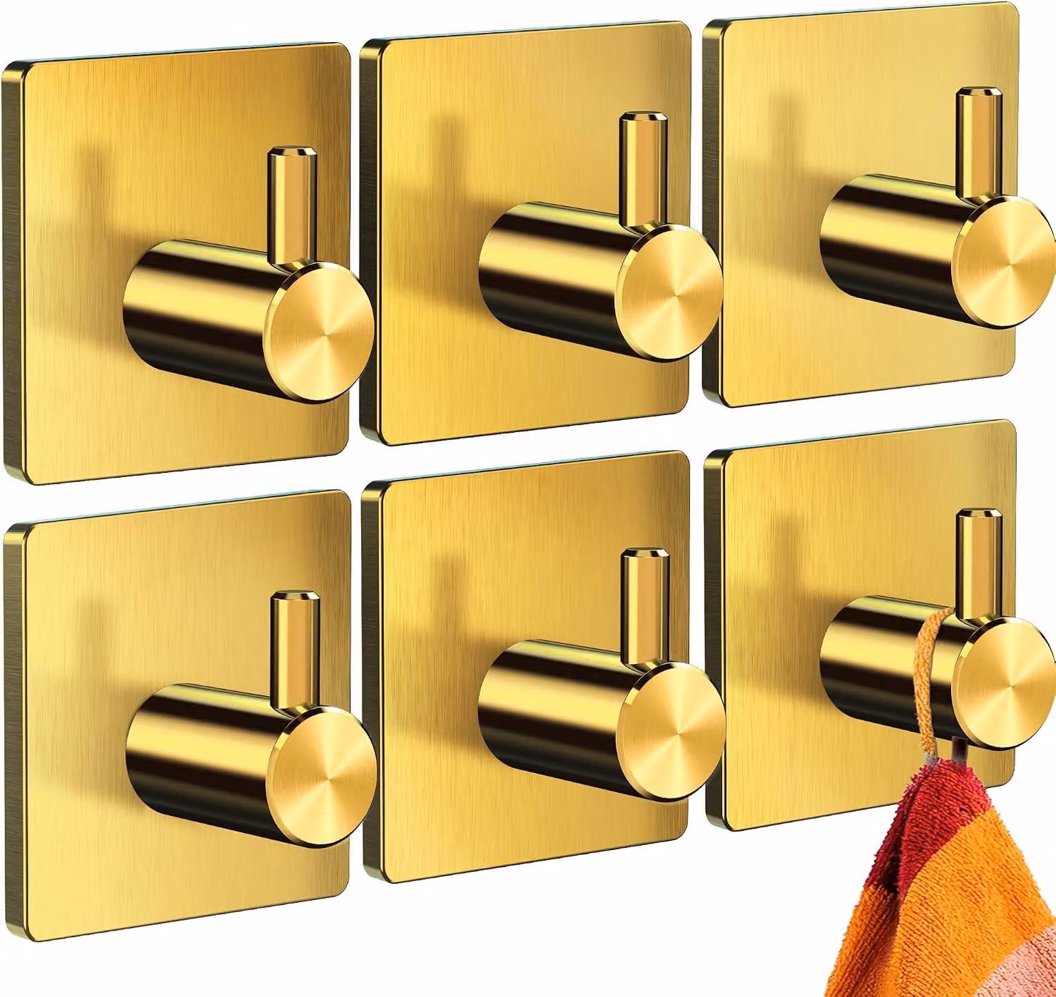 Gancio per asciugamani - Senza foratura - Resistente all'acqua - Oro