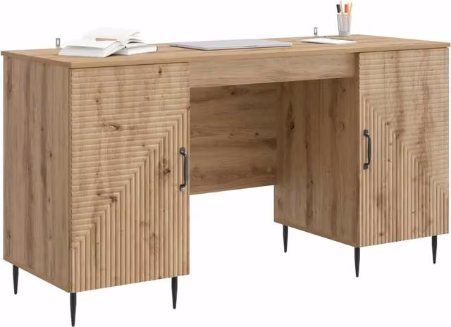 Scrivania | Tavolo da Ufficio con lo scaffale Rovere Artigianale 142,5 x 50 x 75 cm