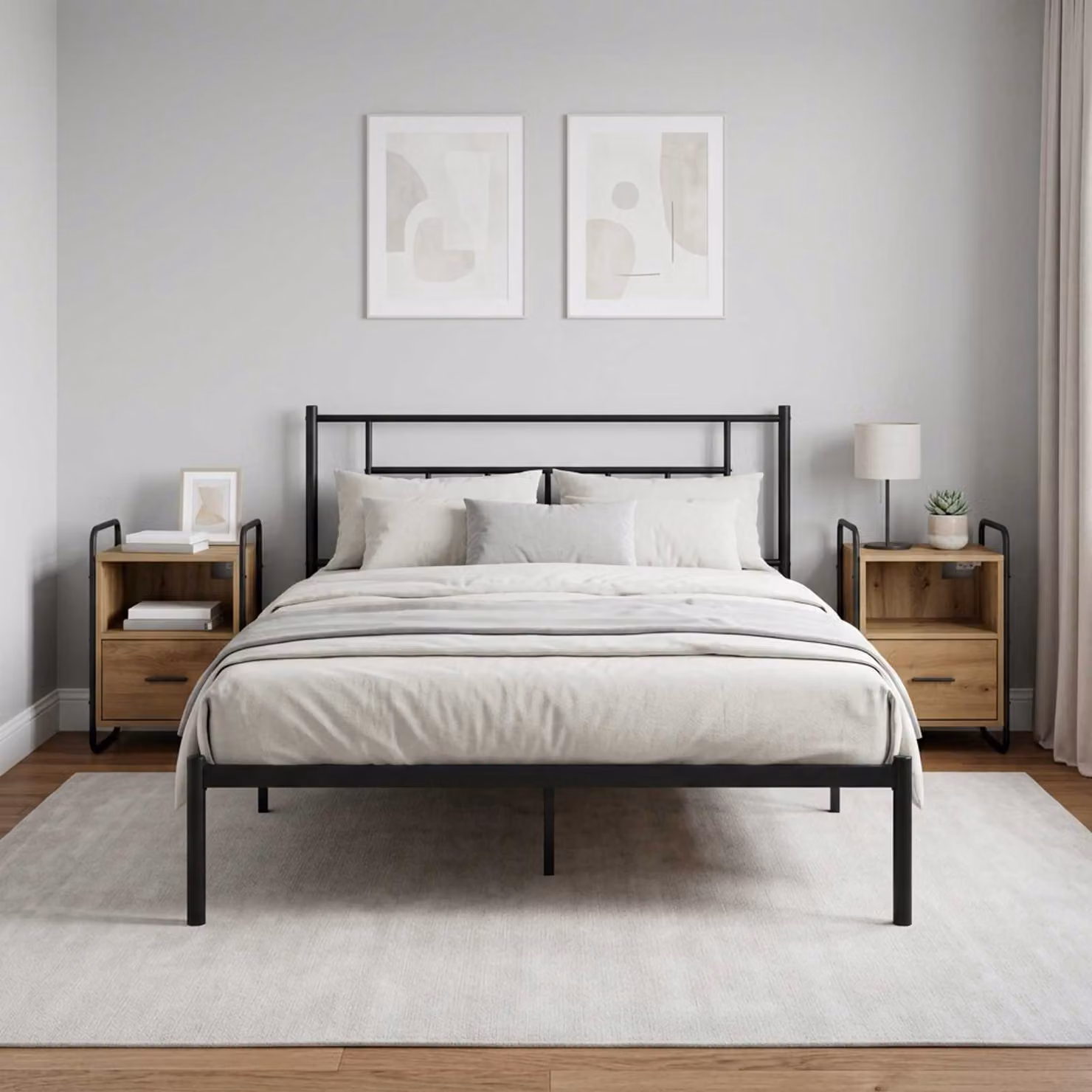 Set di 2 Mobiletti da Letto Appesi vidaXL in Stile Moderno, Colore Marrone e Nero