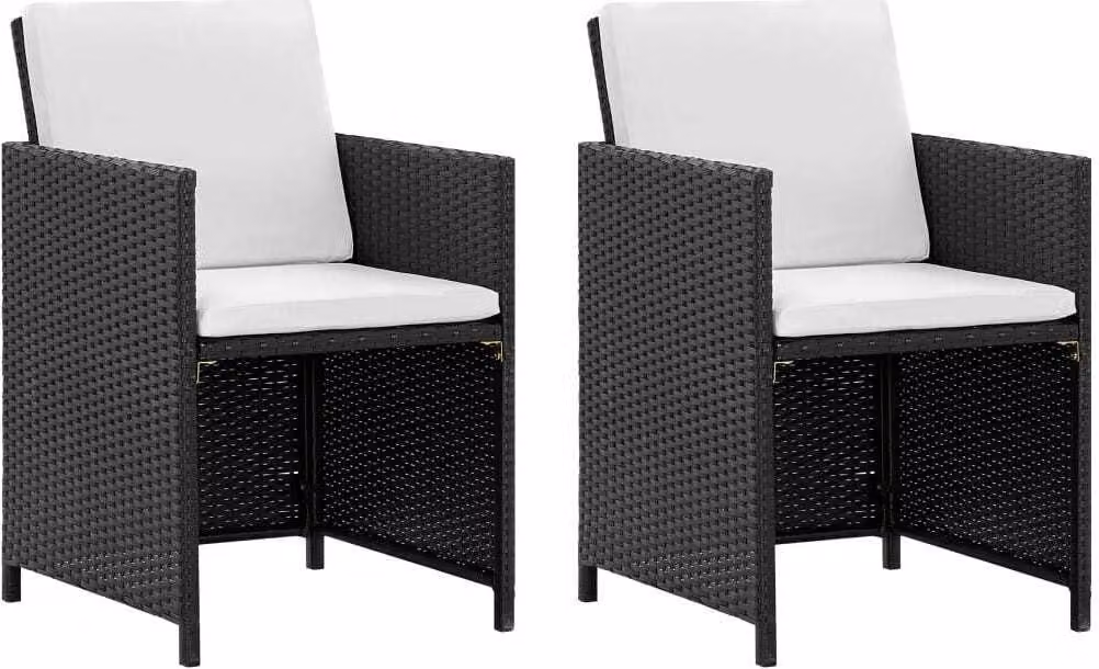 Set da Pranzo da Giardino 5 pz con Cuscini in Polyrattan Nero