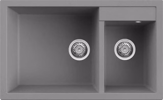 Lavello Elleci Incasso 2 vasche 81,5x50 Quadra 440 Metaltek Grigio Titanium LMQ44073