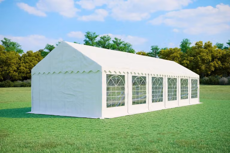 Tenda per feste, dimensioni 4x12 metri, PVC standard, 500 g/m², colore bianco