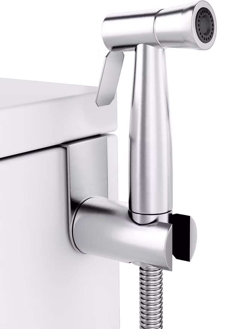 Doccia manuale per bidet, spruzzatore portatile in acciaio inossidabile con tubo da 150 cm e gancio, supporto per il bagno o da parete, accessorio per bidet da installare sul WC