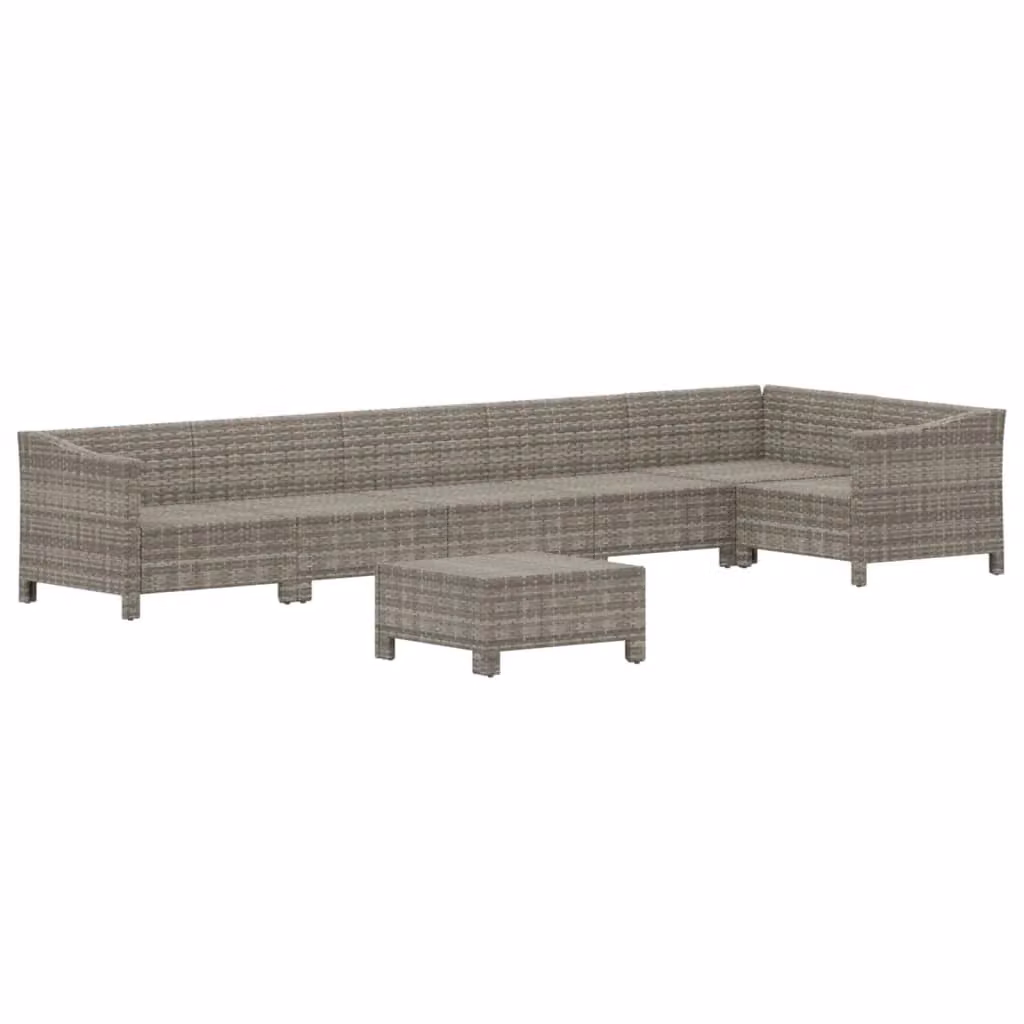 Set di mobili da giardino Outsunny in resina intrecciata grigia con 7 pezzi e cuscini imbottiti in poliestere resistente ai raggi UV – 2
