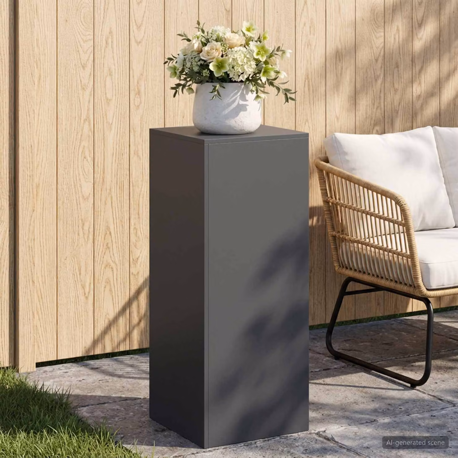 Supporto per piante vidaXL in acciaio inox color antracite L/P/H: 40 x 40 x 100 cm