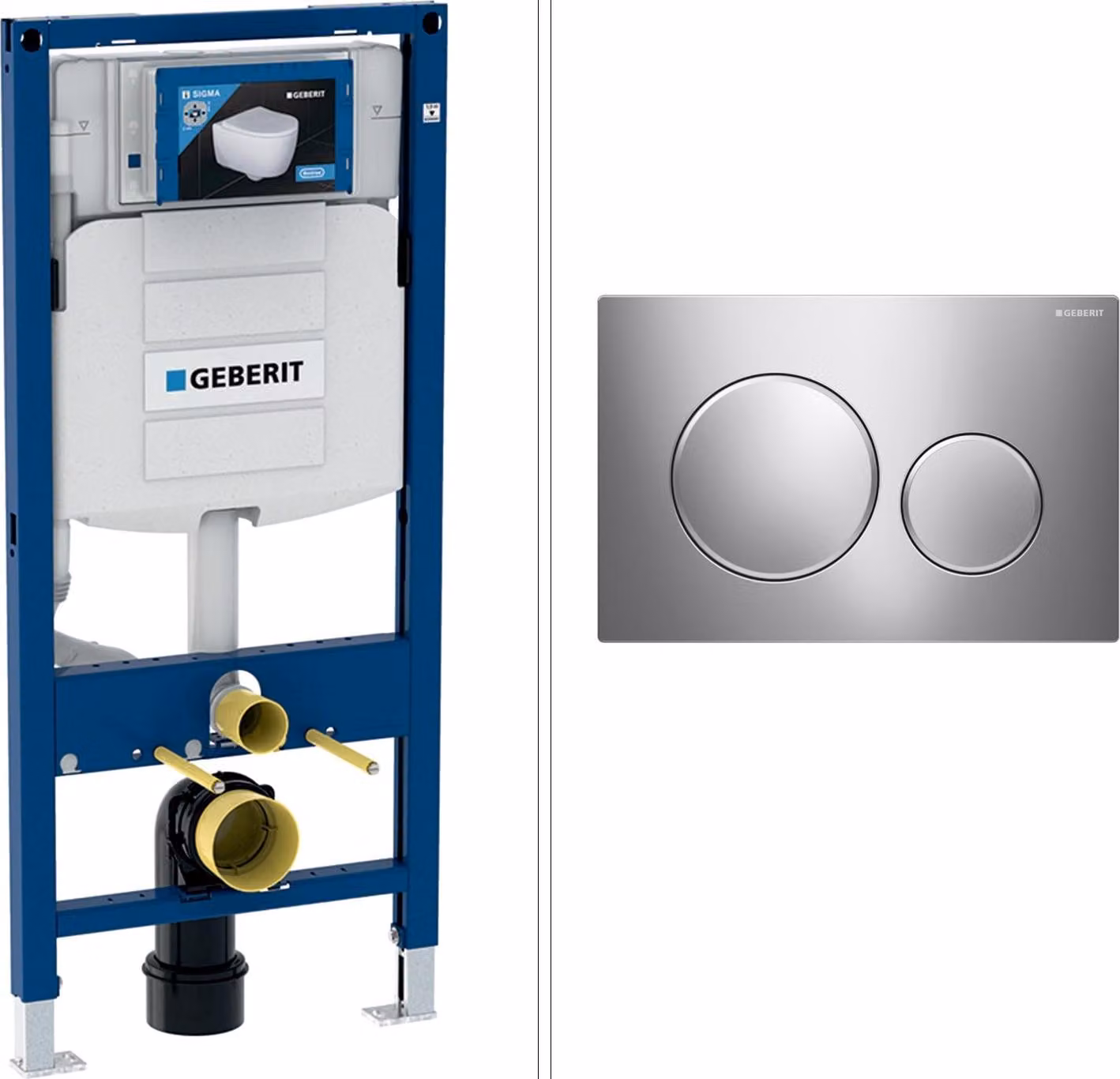 GEBERIT DUOFIX SIGMA Elemento per WC a parete con piastra di azionamento GEBERIT SIGMA20, cromato