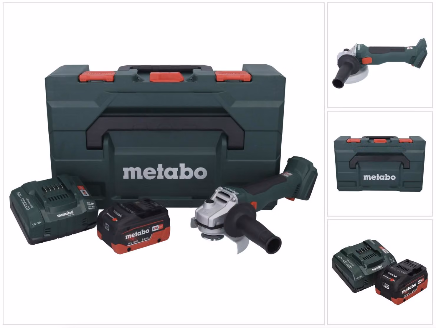 Metabo W 18 L BL 9-125 Smerigliatrice angolare a batteria 18 V 125 mm senza spazzole + 1x batteria 8,0 Ah + caricatore + metaBOX