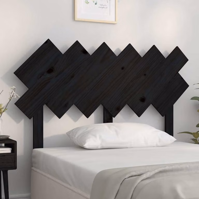 Testiera per Letto vidaXL in Legno Massello di Pino Nero L: 122,5 cm, P: 3 cm, H: 80,5 cm