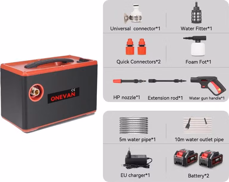 Idropulitrice, 220 bar, a batteria, set da 2 batterie