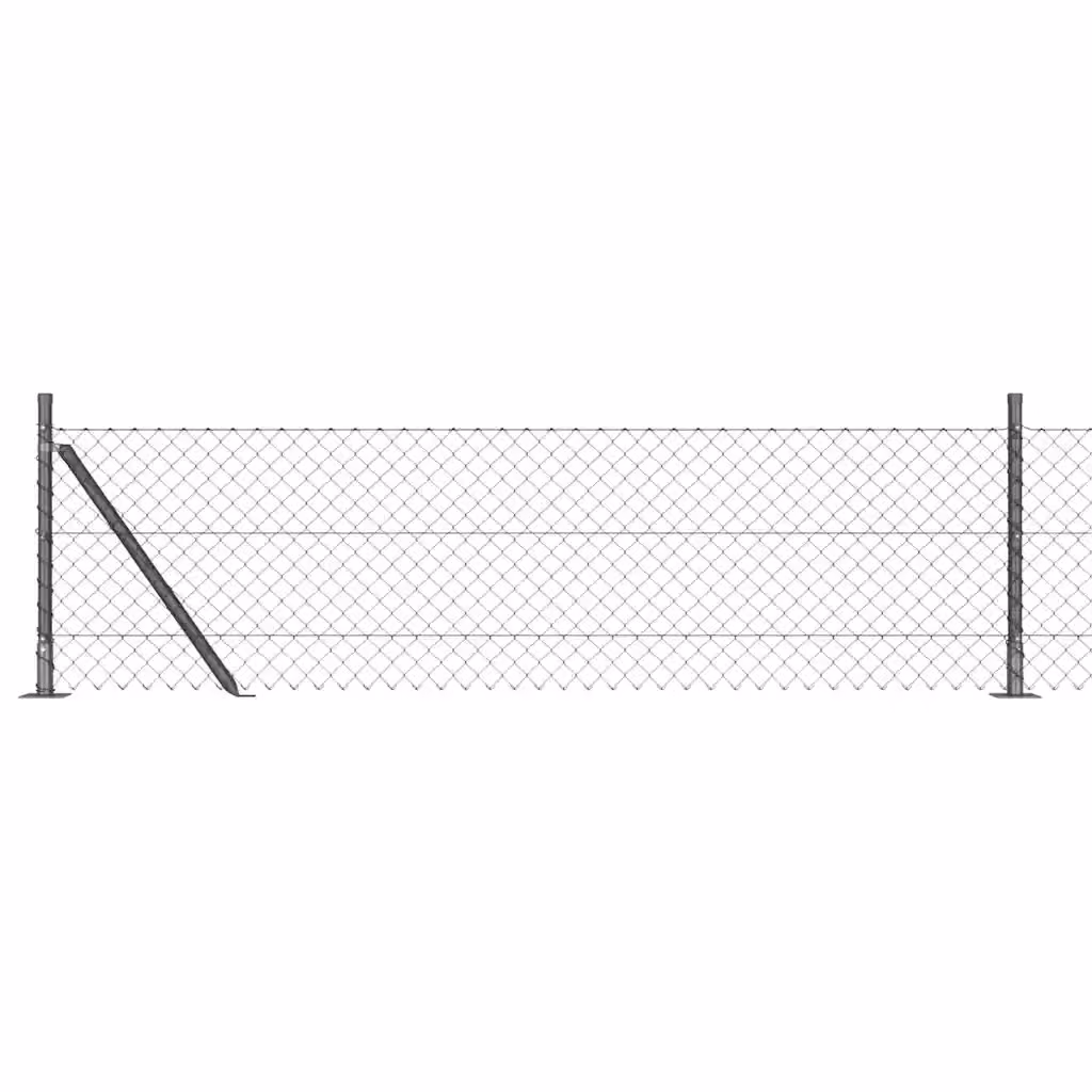 Recinzione a maglie vidaXL con base in cemento e rivestimento in PVC, Grigio, L: 25 m x H: 0,6 m – 2